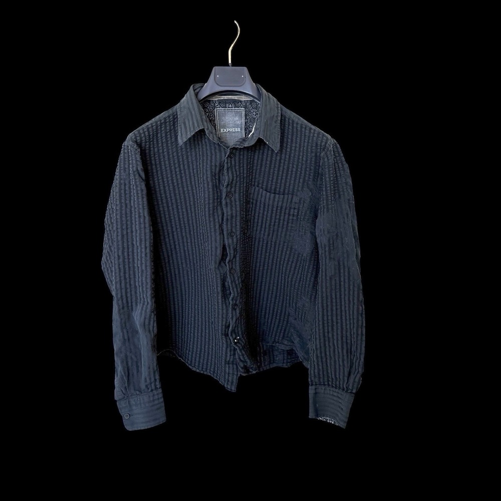 Vintage 2000's Express Royal Core Womens M/L Button Up Shirt Y2K Distressed